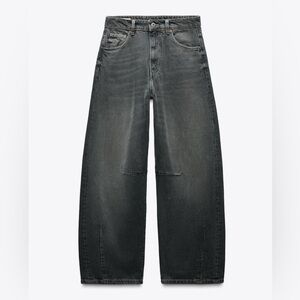 Zara TRF MID-WAIST BAGGY BALLOON JEANS, dark grey size 6 barely worn